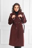 جاكيت شتوي كلاسيكي طويل يصل لأسفل الركبة مزدوج الص...