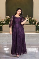 فستان سهرة مورد بأكمام شيفون