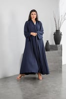 عباية حرير ناعم دبل كلوش ناعم سادة لف كحلي