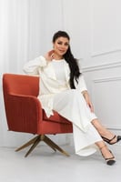 طقم نسائي من ثلاث قطع جاكيت متوسط الطول