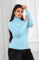 هاينك نسائي صوف موحدة اللون عنق عالي