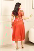 فستان كلاسيكي مكسر نصف كم بحزام