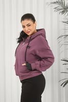 بلوفر شتوي نسائي كلاسيكي سحاب بأكمام تنتهي بقطعة ق...