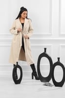 جاكيت شتوي كلاسيكي طويل يصل لأسفل الركبة بياقة عري...