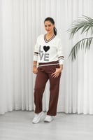 ترنج شتوي لونين بأكمام طويلة وياقة V