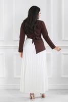 فستان كاجوال فلو لونين بكسرات بأكمام طويلة وحزام ع...