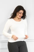 توب قطن بأكمام طويلة وياقة مدورة