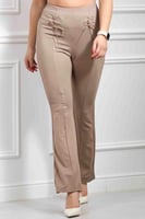 بنطال نسائي كاجوال بخصر عالي مزود بأربطة على الخصر