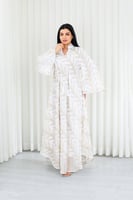 جلابية قماش بطول يصل للكاحل بطبقتين داخلية ملساء و...