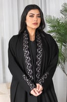 عباية قماش كريب الفاخر مزينة بتطريز ملون لف