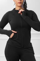 طقم رياضي نسائي سحاب وأكمام طويلة وجيب على التوب و...