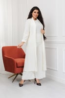 طقم نسائي من ثلاث قطع جاكيت طويل