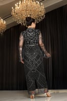 فستان سهرة شك بأكمام شيفون