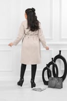 جاكيت شتوي كلاسيكي طويل يصل لأسفل الركبة بياقة وحز...