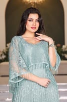 فستان سهرة مورد بأكمام شيفون