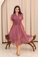 فستان كلاسيكي مكسر شيفون نصف كم