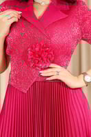 فستان كلاسيكي مكسر نصف كم بلمعة