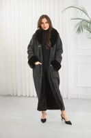 فروة شتوية طويلة مبطنة بالفرو من الداخل ومزودة بيا...