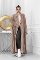 فروة شتوية طويلة صوف ناعم مبطنة بالفرو من الداخل و...