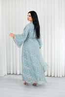 جلابية قماش بطول يصل للكاحل بطبقتين داخلية ملساء و...