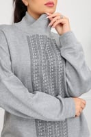 بلوزة نسائية أكمام طويله بياقة مرتفعة