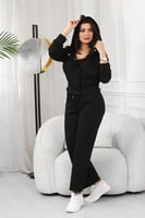 ترنج شتوي كاجوال بأزرار كبس وأكمام طويلة وياقة على...