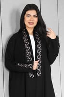 عباية قماش كريب الفاخر مزينة بتطريز ملون لف