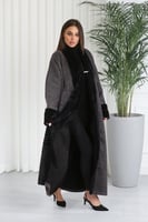 فروة شتوية طويلة مبطنة بالفرو من الداخل ومزودة بفر...