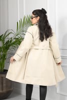 جاكيت شتوي رسمي طويل يصل للركبة بياقة مطوية وحواف...