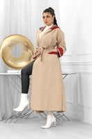 فروة شتوية طويلة تطريز سدو بجيب مزودة بحزام قماش ع...