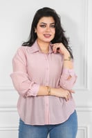 قميص نسائي بأكمام طويلة بطول متوسط