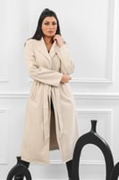 جاكيت شتوي كلاسيكي طويل يصل لأسفل الركبة بياقة عري...