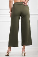 بنطال نسائي كاجوال واسع الساقين بخصر عالي وحزام مع...