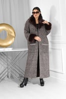 فروة شتوية طويلة مزودة بجيب مطرزة وفرو على الياقة...