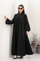 عباية قماش كريب مطبوع مشجر أكمام سادة بحواف مزخرفة...