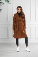 جاكيت شتوي رسمي طويل مزدوج الصدر بياقة مطوية وجيوب...