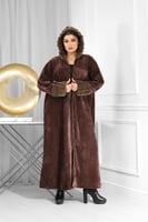 فروة شتوية فرو طويل موحد اللون