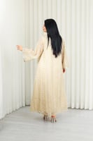 جلابية قماش بطول يصل للكاحل بطبقتين داخلية ملساء و...