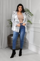 جاكيت شتوي كلاسيكي قصير كاروهات بمظهر صوف