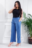 بنطال كاجوال نسائي فضفاض بكسرات خصر عالي