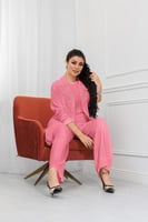 طقم نسائي من ثلاث قطع جاكيت متوسط الطول