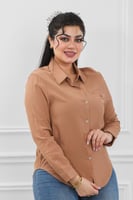 قميص نسائي بأكمام طويلة وأزرار صغيرة