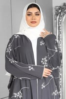 عباية ملون قماش كريب تطريز كامل نص فراشه