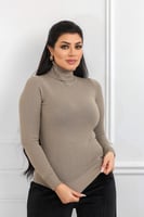 هاينك نسائي صوف موحدة اللون عنق عالي