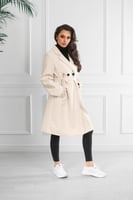 جاكيت شتوي رسمي طويل مزدوج الصدر بياقة مطوية وجيوب...