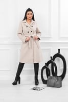 جاكيت شتوي كلاسيكي طويل يصل لأسفل الركبة بياقة وحز...