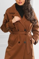 جاكيت شتوي كلاسيكي طويل يصل لأسفل الركبة بياقة مطو...