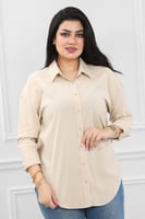 قميص نسائي بأكمام طويلة وطول يغطي الورك