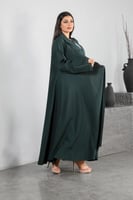 عباية كريب فاخر لون زيتي دبل كلوش قلاب كوت لف