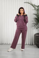 ترنج شتوي كاجوال سحاب بأطراف أكمام قماشية وقبعة